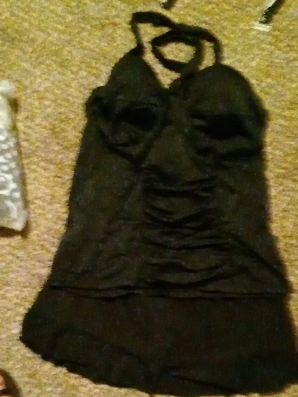 Aqua Green Black Halter Swim Chemise Bikini